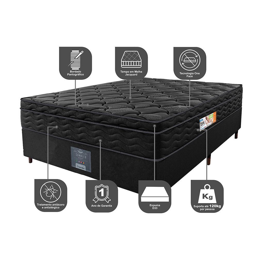 Cama Box Casal Colchão OrtoFirm Black + Box 138x188x67 One Face Espuma D33 Preto - 3