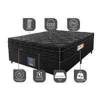 Cama Box Casal Colchão OrtoFirm Black + Box 138x188x67 One Face Espuma D33 Preto - 3