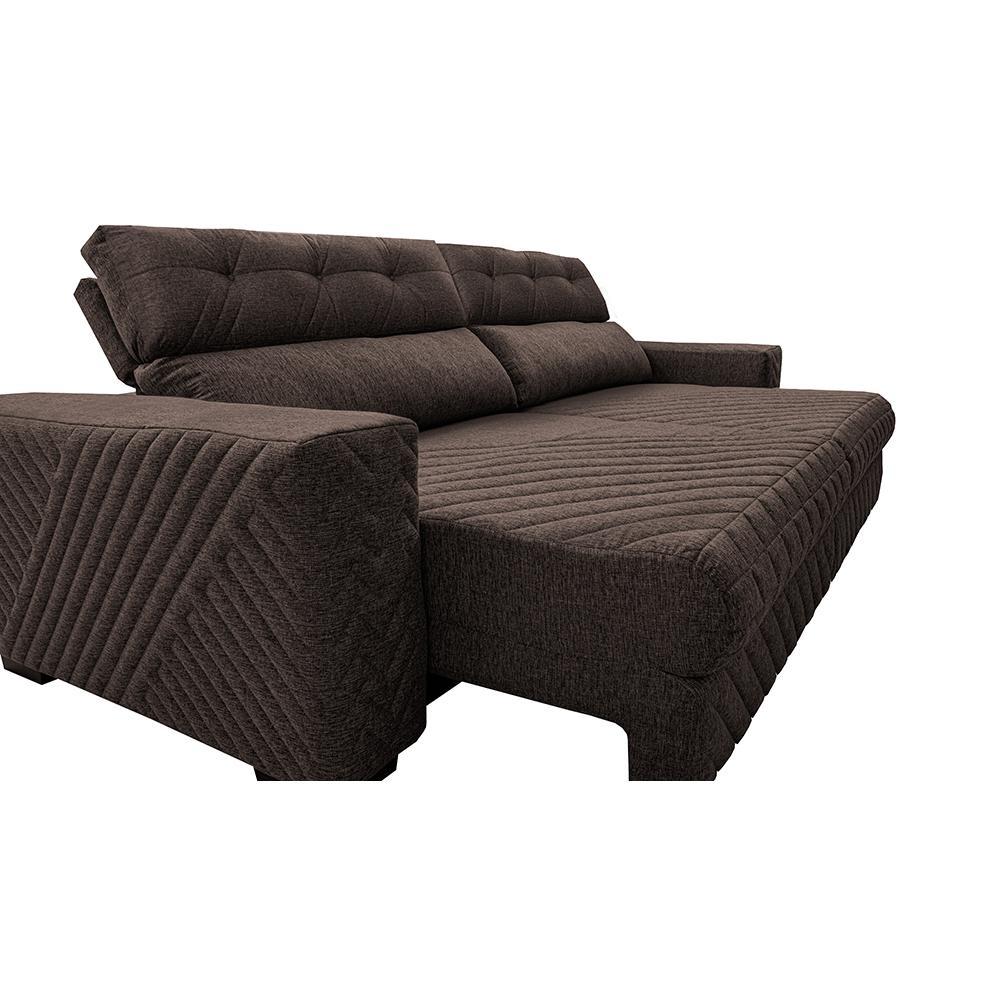 Sofá Retrátil e Reclinável 2,75m Molas Ensacadas Cama inBox Style Thermo Gel Linho Marrom - 4
