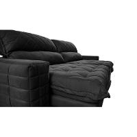 Sofá Retrátil e Reclinável 2,75m Molas Ensacadas Cama inBox Elegance com ThermoGel Velusoft Preto