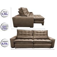 Sofá Retrátil e Reclinável 2,72m Molas Ensacadas Cama inBox Catar Velusoft Castor - 2