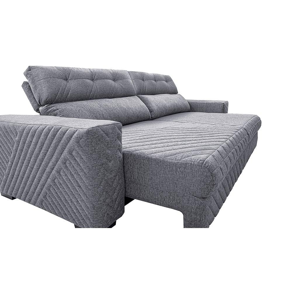 Sofá Retrátil e Reclinável 2,75m Molas Ensacadas Cama inBox Style Thermo Gel Linho Cinza Claro - 4
