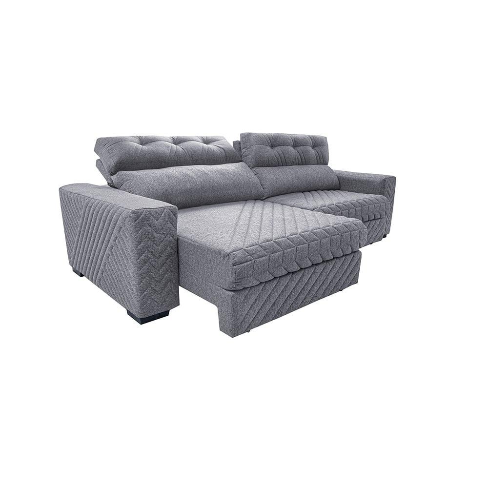 Sofá Retrátil e Reclinável 2,75m Molas Ensacadas Cama inBox Style Thermo Gel Linho Cinza Claro - 8