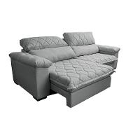 Sofá Retrátil e Reclinável 2,75m Molas Ensacadas Cama inBox Big Home com Bordado 3D Linho Cinza Claro - 7