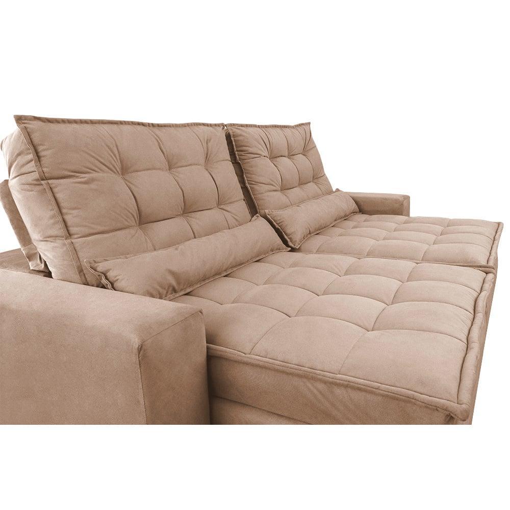 Sofá Retrátil e Reclinável 2,72m Molas Ensacadas Cama inBox Catar Velusoft Bege - 4