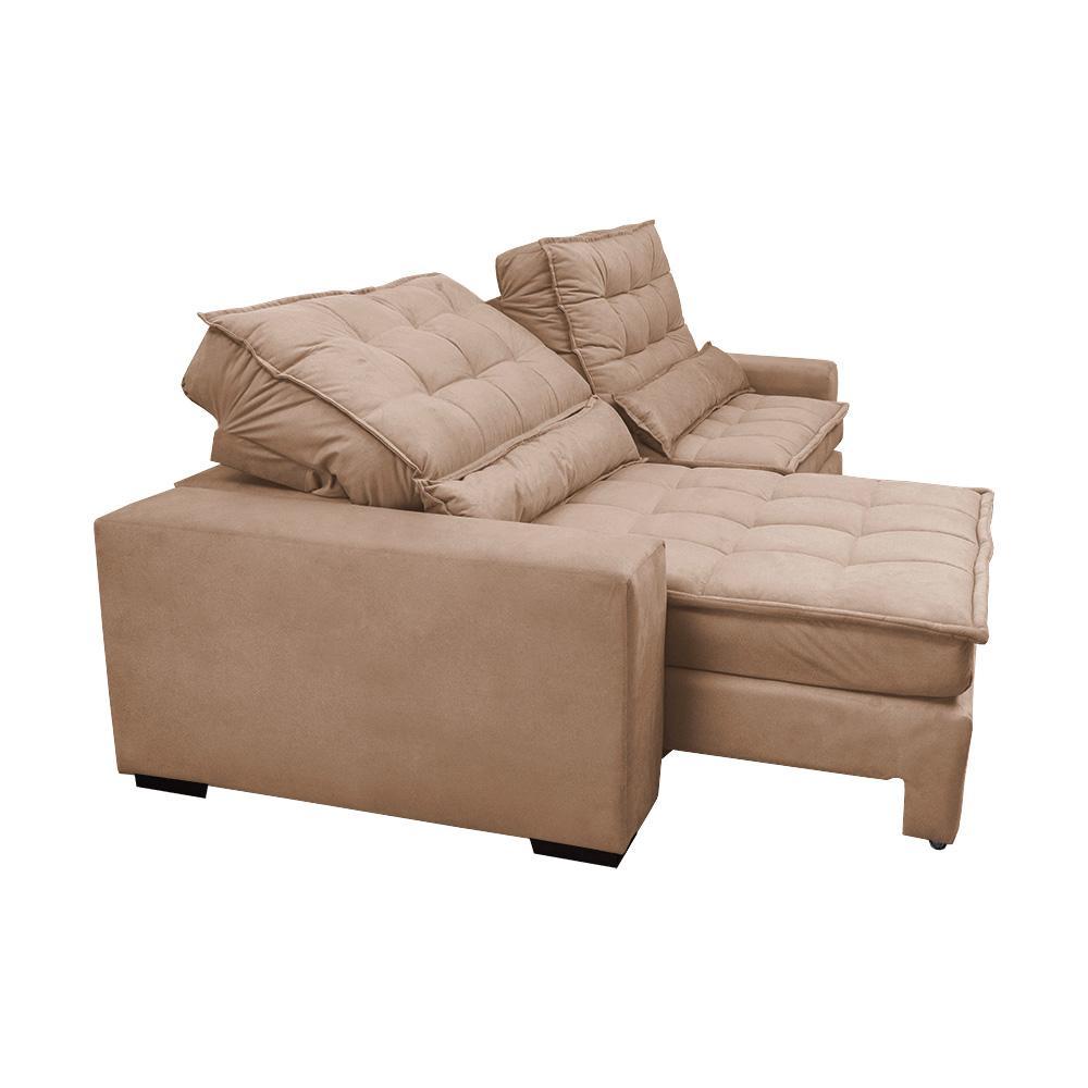 Sofá Retrátil e Reclinável 2,72m Molas Ensacadas Cama inBox Catar Velusoft Bege - 7