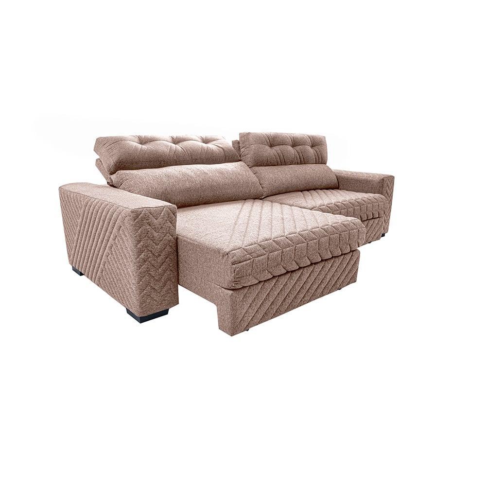 Sofá Retrátil e Reclinável 2,75m Molas Ensacadas Cama inBox Style Thermo Gel Linho Bege Escuro - 8