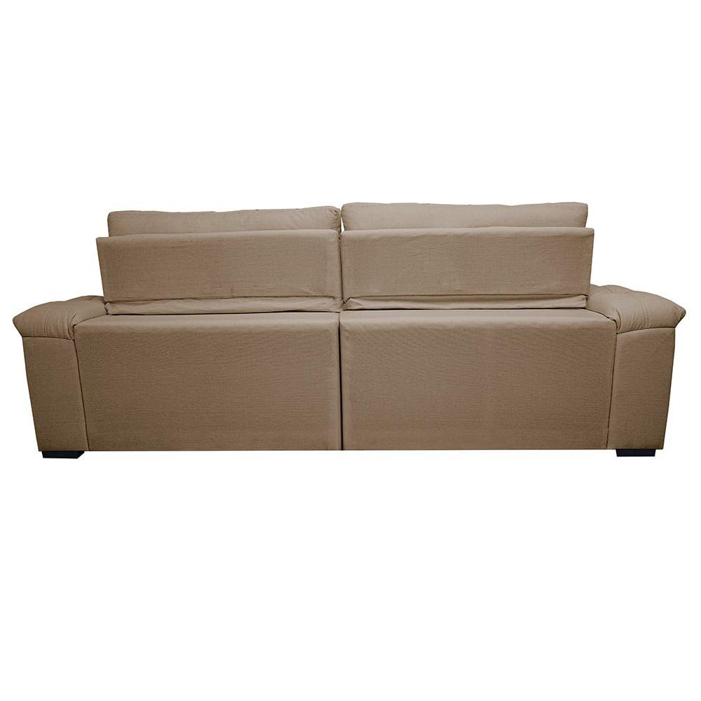 Sofá Retrátil e Reclinável 2,75m Molas Ensacadas Cama inBox Big Home com Bordado 3D Linho Bege Escuro - 6