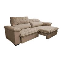 Sofá Retrátil e Reclinável 2,75m Molas Ensacadas Cama inBox Big Home com Bordado 3D Linho Bege Escuro - 8