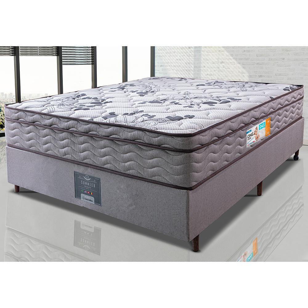 Cama Box Casal Colchão OrtoFirm + Box 138x188x67 One Face Espuma D45 Cinza - 1