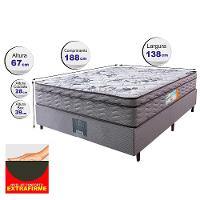 Cama Box Casal Colchão OrtoFirm + Box 138x188x67 One Face Espuma D45 Cinza - 2