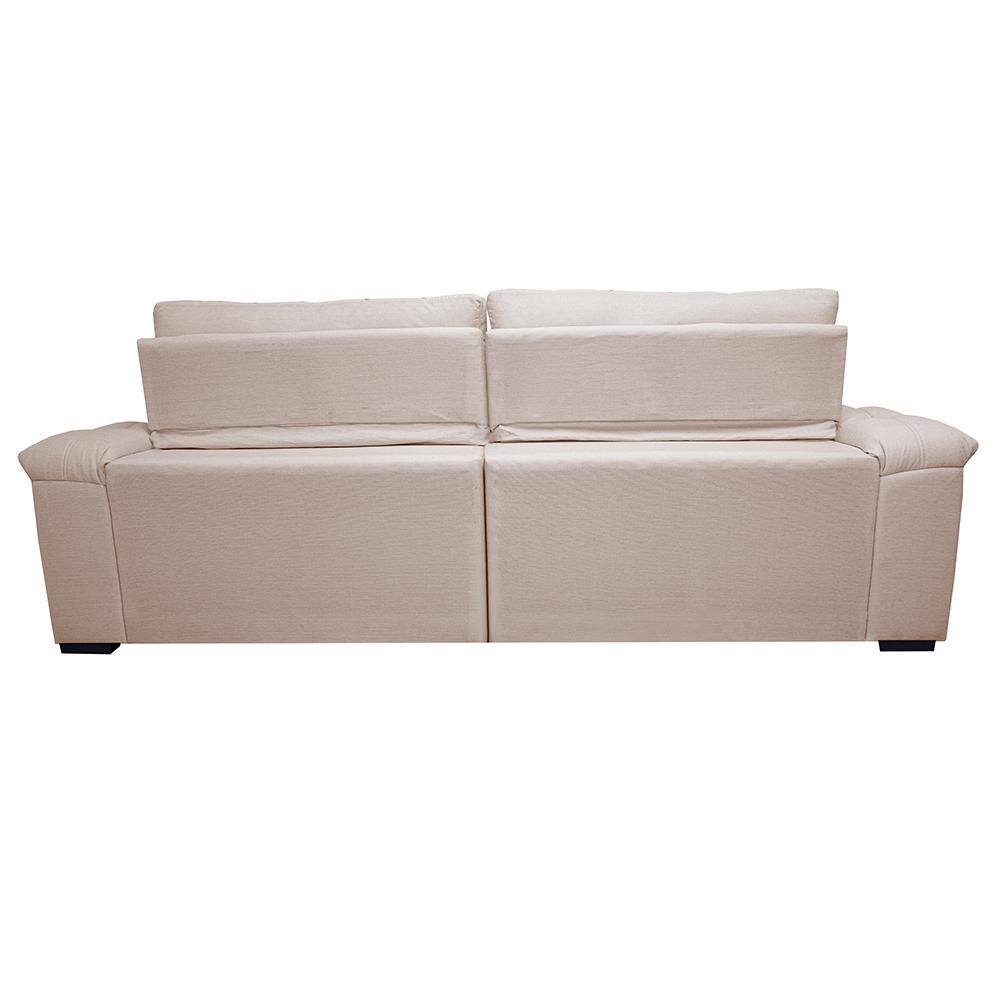 Sofá Retrátil e Reclinável 2,75m Molas Ensacadas Cama inBox Big Home com Bordado 3D Linho Bege Claro - 6