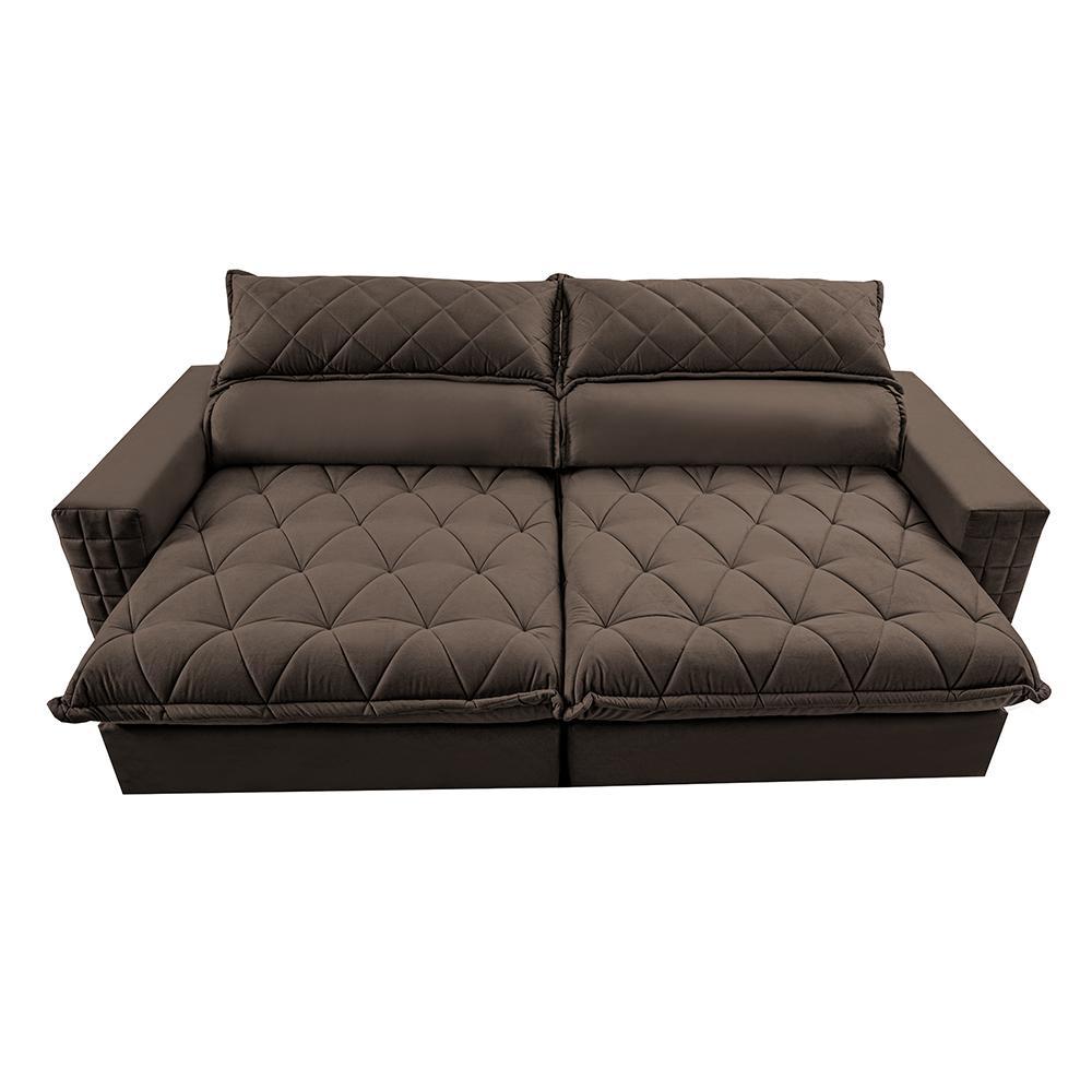 Sofá Retrátil e Reclinável 2,75m Molas Ensacadas Cama inBox Elegance com ThermoGel Velusoft Café - 5
