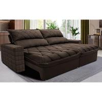 Sofá Retrátil e Reclinável 2,75m Molas Ensacadas Cama inBox Elegance com ThermoGel Velusoft Café - 1