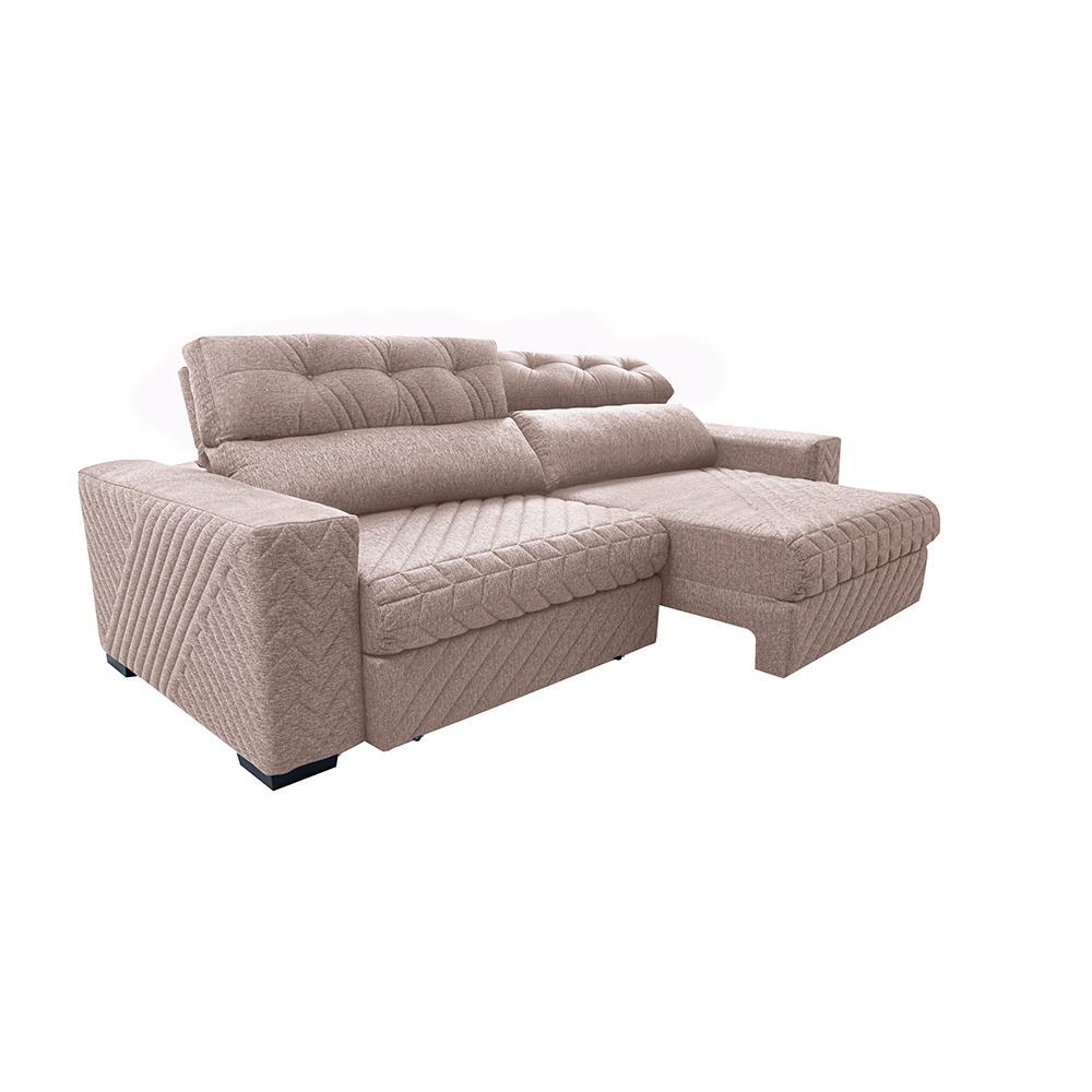 Sofá Retrátil e Reclinável 2,75m Molas Ensacadas Cama inBox Style Thermo Gel Linho Bege Claro - 7