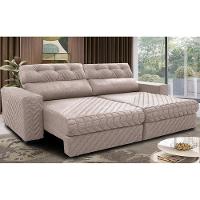 Sofá Retrátil e Reclinável 2,75m Molas Ensacadas Cama inBox Style Thermo Gel Linho Bege Claro - 1