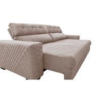 Sofá Retrátil e Reclinável 2,75m Molas Ensacadas Cama inBox Style Thermo Gel Linho Bege Claro