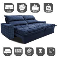 Sofá Retrátil e Reclinável 2,75m Molas Ensacadas Cama inBox Elegance com ThermoGel Velusoft Azul - 3