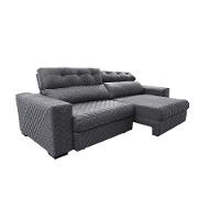 Sofá Retrátil e Reclinável 2,95m Molas Ensacadas Cama inBox Style Thermo Gel Linho Cinza Escuro - 7