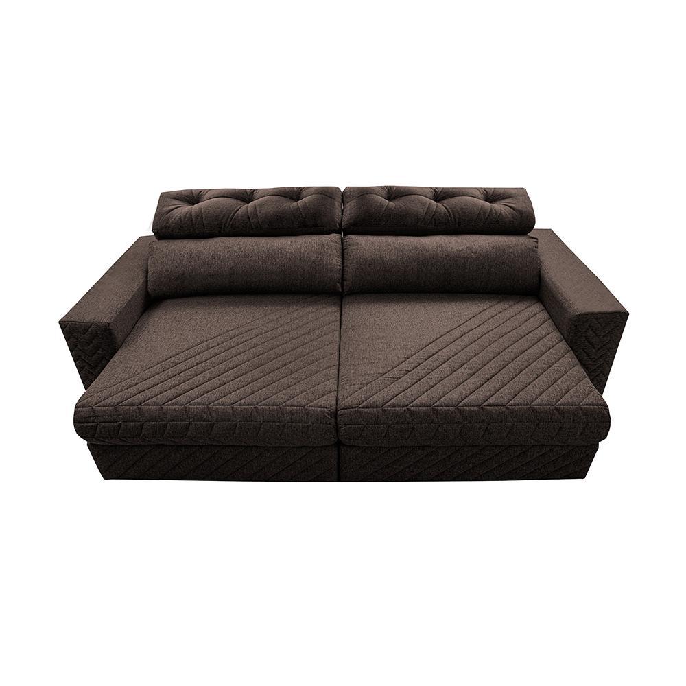 Sofá Retrátil e Reclinável 2,95m Molas Ensacadas Cama inBox Style Thermo Gel Linho Marrom - 5