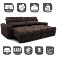 Sofá Retrátil e Reclinável 2,95m Molas Ensacadas Cama inBox Style Thermo Gel Linho Marrom - 3
