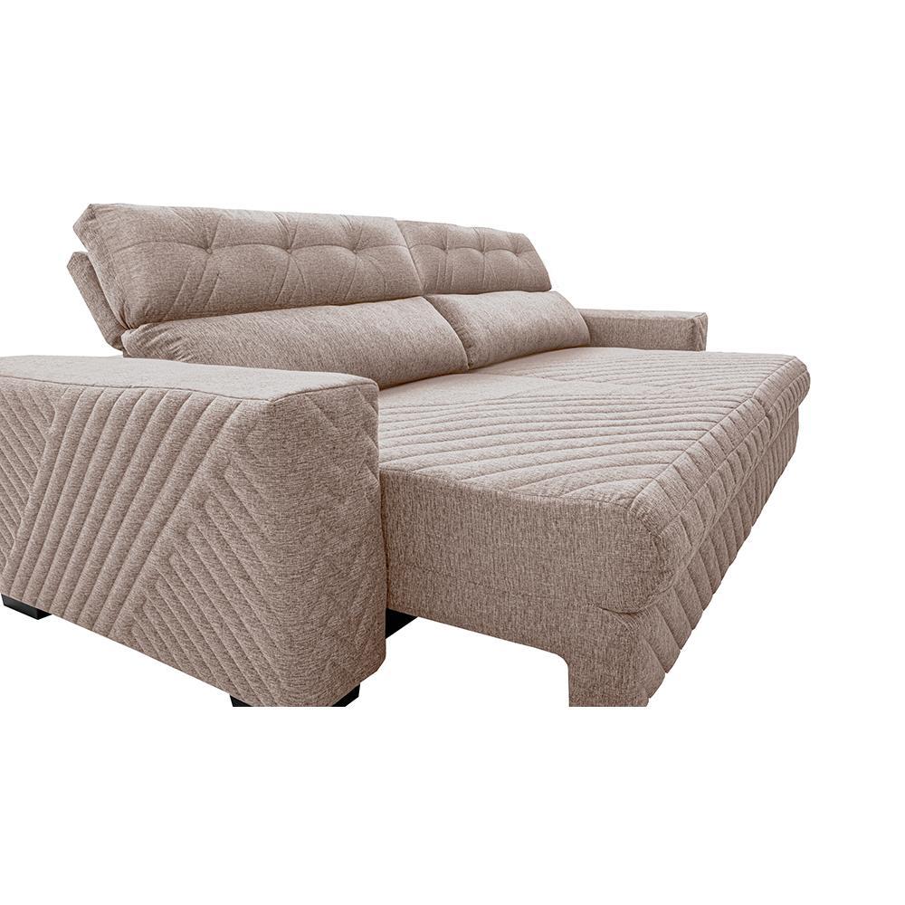 Sofá Retrátil e Reclinável 2,95m Molas Ensacadas Cama inBox Style Thermo Gel Linho Bege Claro - 4