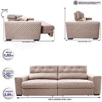Sofá Retrátil e Reclinável 2,95m Molas Ensacadas Cama inBox Style Thermo Gel Linho Bege Claro - 2