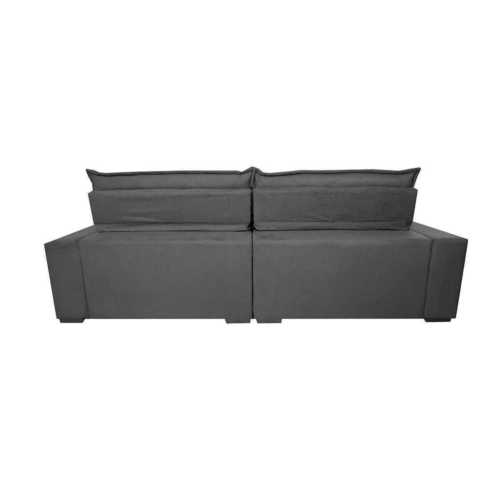 Sofá Retrátil e Reclinável 2,95m Molas Ensacadas Cama inBox Spazus com Bordado 3D Velusoft Cinza - 7