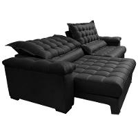 Sofá Retrátil e Reclinável 2,95m Molas Ensacadas Cama inBox Big Space com Bordado 3D Velusoft Preto - 7
