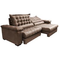 Sofá Retrátil e Reclinável 2,95m Molas Ensacadas Cama inBox Big Space com Bordado 3D Velusoft Castor - 8