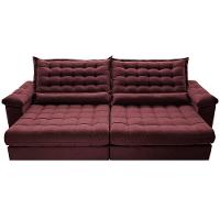 Sofá Retrátil e Reclinável 2,95m Molas Ensacadas Cama inBox Big Space com Bordado 3D Velusoft Vinho - 5
