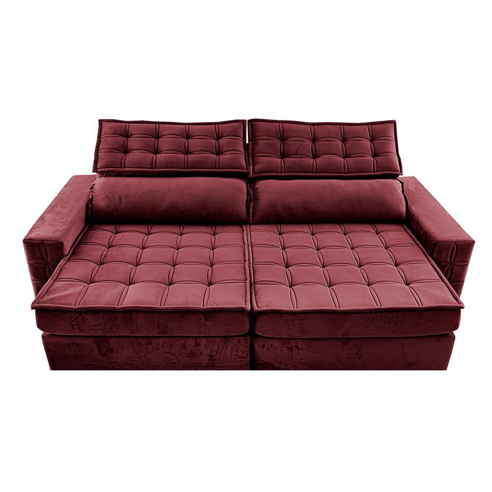 Sofá Retrátil e Reclinável 2,95m Cama inBox Big Star com SoftGel D40 Velupluma Vinho - 5