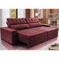 Sofá Retrátil e Reclinável 2,95m Cama inBox Big Star com SoftGel D40 Velupluma Vinho - 1