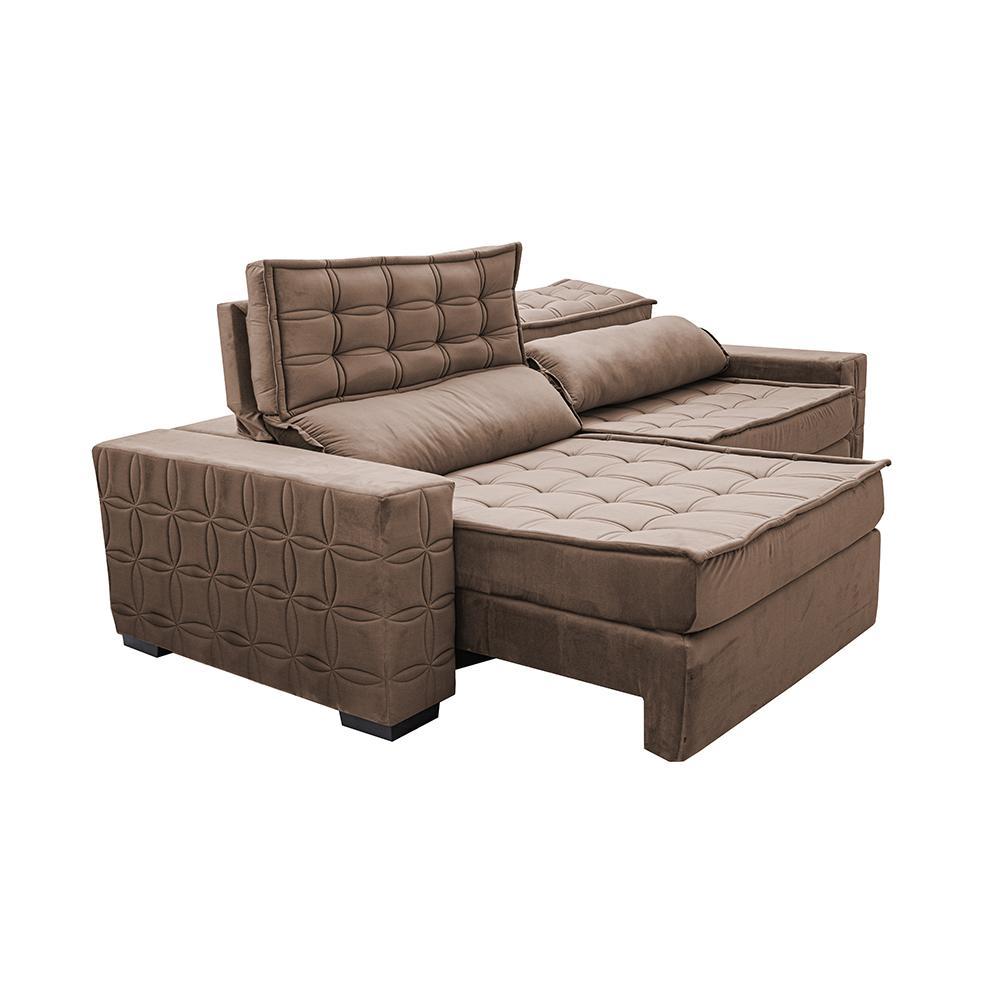 Sofá Retrátil e Reclinável 2,95m Cama inBox Big Star com SoftGel D40 Velupluma Castor - 8