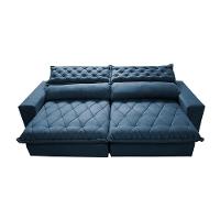 Sofá Retrátil e Reclinável 2,95m Molas Ensacadas Cama inBox Spazus com Bordado 3D Velusoft Azul - 5