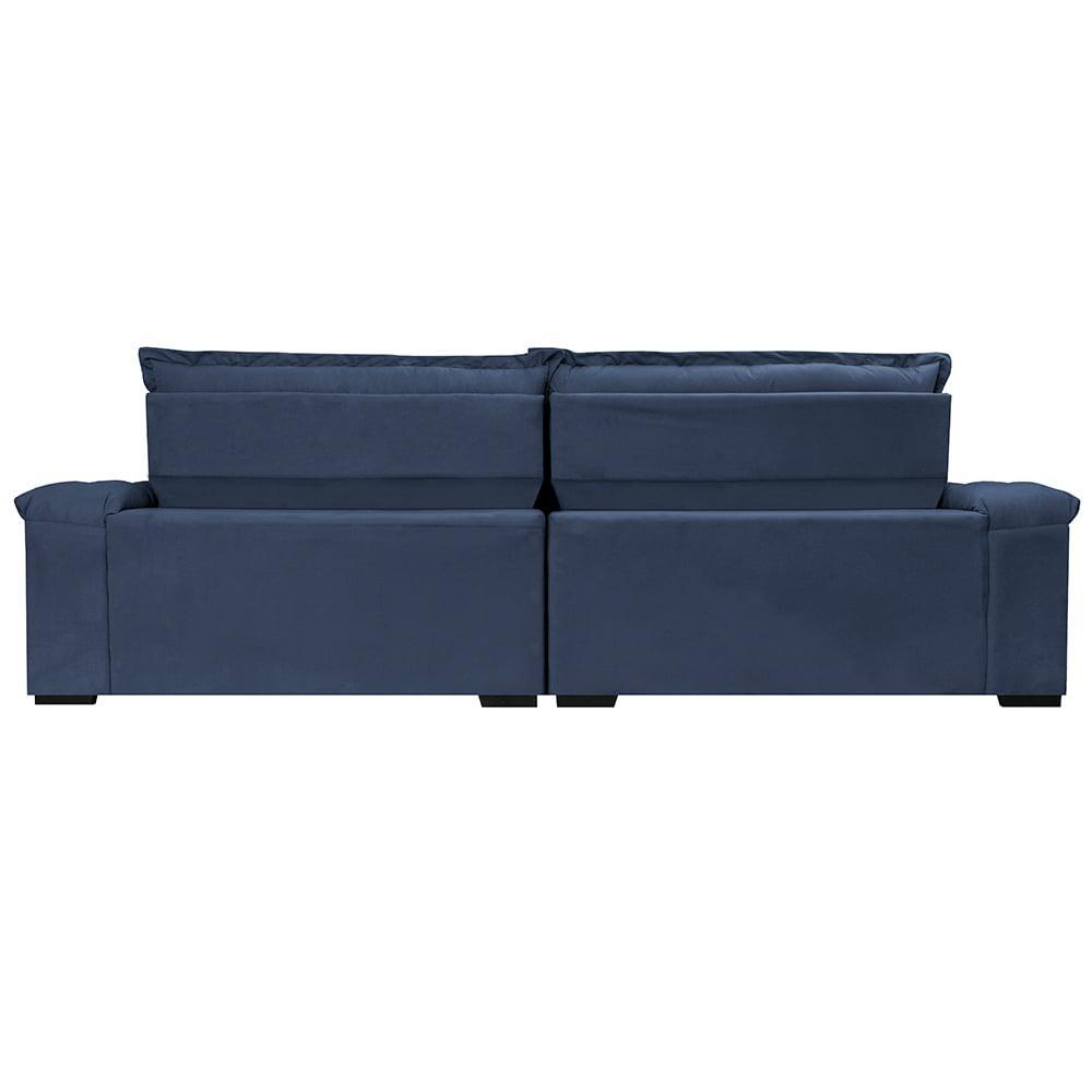 Sofá Retrátil e Reclinável 2,95m Molas Ensacadas Cama inBox Big Space com Bordado 3D Velusoft Azul - 6
