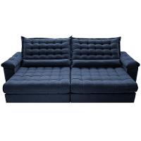 Sofá Retrátil e Reclinável 2,95m Molas Ensacadas Cama inBox Big Space com Bordado 3D Velusoft Azul - 5