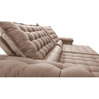 Sofá Retrátil e Reclinável 2,95m Molas Ensacadas Cama inBox Big Space com Bordado 3D Velusoft Bege