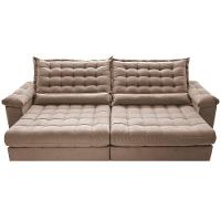 Sofá Retrátil e Reclinável 2,95m Molas Ensacadas Cama inBox Big Space com Bordado 3D Velusoft Bege - 5