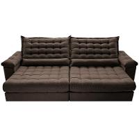 Sofá Retrátil e Reclinável 2,95m Molas Ensacadas Cama inBox Big Space com Bordado 3D Velusoft Café - 5