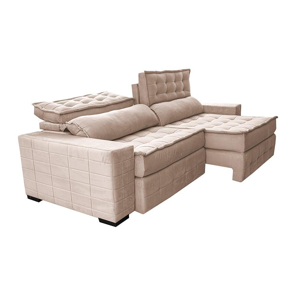 Sofá Retrátil e Reclinável 2,95m Cama inBox Big Puffer com SoftGel D40 Velupluma Bege - 8