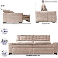 Sofá Retrátil e Reclinável 2,95m Cama inBox Big Puffer com SoftGel D40 Velupluma Bege - 2