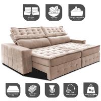 Sofá Retrátil e Reclinável 2,95m Cama inBox Big Puffer com SoftGel D40 Velupluma Bege - 3