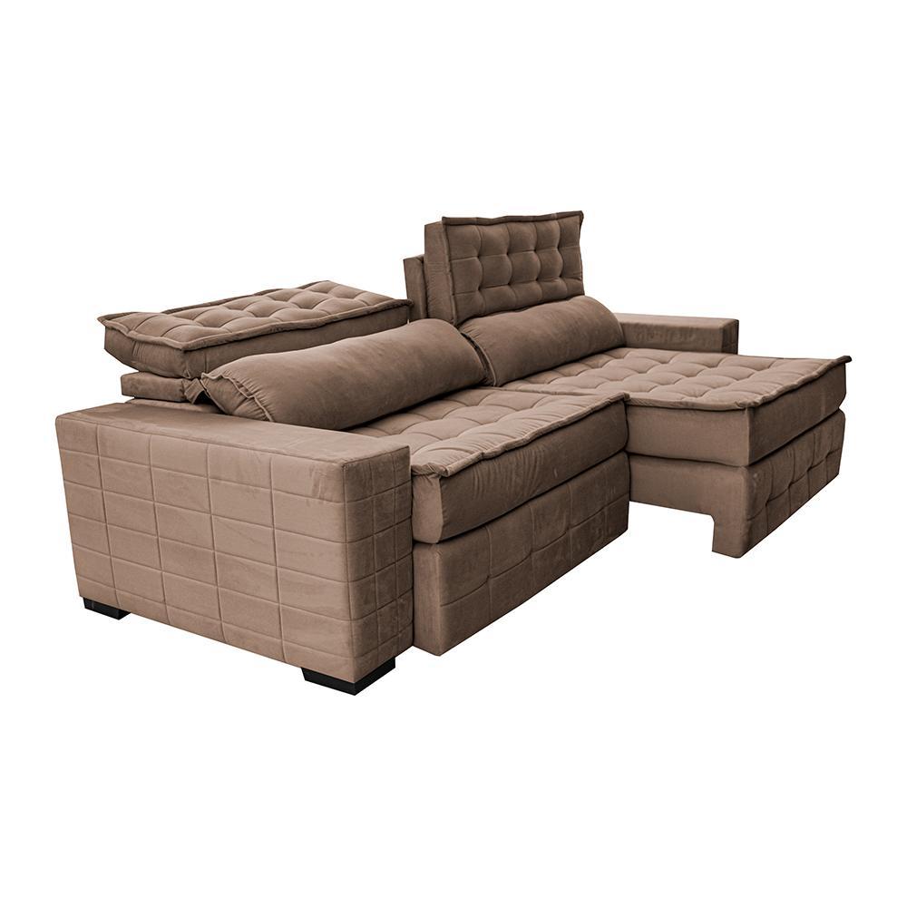 Sofá Retrátil e Reclinável 2,95m Cama inBox Big Puffer com SoftGel D40 Velupluma Castor - 8