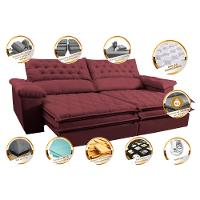 Sofá Retrátil e Reclinável 2,92m Molas Ensacadas Cama inBox Alemanha com Espuma Viscoelástico Velusoft Vinho - 3
