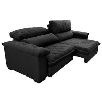 Sofá Retrátil e Reclinável 2,95m Molas Ensacadas Cama inBox Big Home com Bordado 3D Velusoft Preto - 8