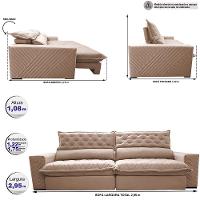 Sofá Retrátil e Reclinável 2,95m Molas Ensacadas Cama inBox Spazus com Bordado 3D Velusoft Bege - 3