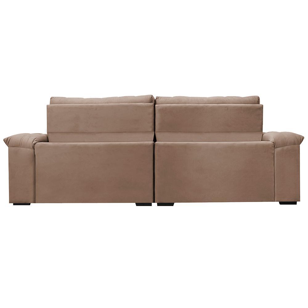 Sofá Retrátil e Reclinável 2,95m Molas Ensacadas Cama inBox Big Home com Bordado 3D Velusoft Castor - 6