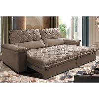 Sofá Retrátil e Reclinável 2,95m Molas Ensacadas Cama inBox Big Home com Bordado 3D Velusoft Castor - 1