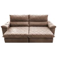 Sofá Retrátil e Reclinável 2,95m Molas Ensacadas Cama inBox Big Home com Bordado 3D Velusoft Castor - 5